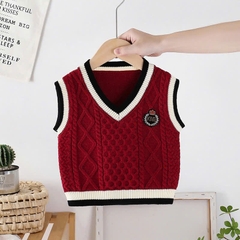 Áo gile len mịn huy hiệu đồng phục cho bé trai bé gái hàng Quảng Châu cao cấp