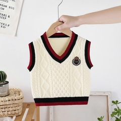 Áo gile len mịn huy hiệu đồng phục cho bé trai bé gái hàng Quảng Châu cao cấp