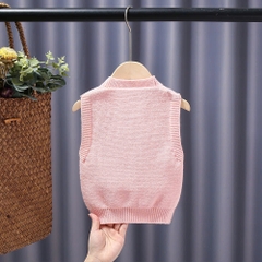 Áo gile len mềm mịn họa tiết thỏ 3D cho bé gái hàng Quảng Châu cao cấp