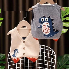 Áo gile len họa tiết khủng long cho bé hàng Quảng Châu cho bé yêu