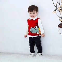 Áo gile len họa tiết khủng long cho bé hàng Quảng Châu cho bé yêu