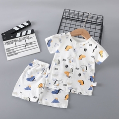 Bộ Cộc Tay Hè Cúc Giữa Cho Bé Trai Bé Gái Vải Cotton Thông Hơi Thấm Hút Mồ Hôi