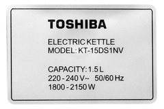 Bình đun siêu tốc Toshiba KT-15DS1NV – 1.5 lít, công suất 1800–2150W, ruột inox SUS 304, 2 lớp cách nhiệt, đun nước nhanh chóng và an toàn