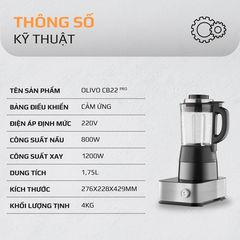 Máy Xay Nấu Cao Cấp OLIVO CB22 PRO