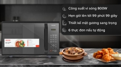 Lò vi sóng Toshiba MM-EM25PE(BM) – Dung tích 25 lít, công suất 800W, 11 mức công suất, 6 thực đơn tự động, mặt gương sang trọng, điều khiển cảm ứng