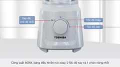 Máy xay sinh tố đa năng Toshiba MX-60T(H) – Công suất 600W, 2 cối xay, lưỡi dao SUS301, an toàn không BPA