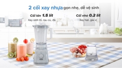 Máy xay sinh tố đa năng Toshiba MX-60T(H) – Công suất 600W, 2 cối xay, lưỡi dao SUS301, an toàn không BPA