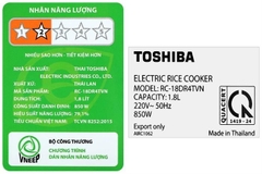 Nồi cơm điện tử Toshiba 1.8 lít RC-18DR4TVN(H) – Công nghệ nấu 3D, lòng nồi Binchotan, 11 chế độ nấu đa dạng