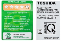Quạt đứng Toshiba F-LSA10(H)VN 5 cánh 50W – Quạt cây điều khiển nút nhấn, 3 tốc độ gió