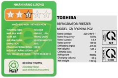 Tủ lạnh Toshiba Inverter 535 lít Japandi Multi Door GR-RF695WI-PGV(67)