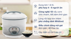 Nồi cơm nắp gài Sunhouse 1.8 lít SHD8602