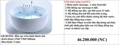 Bồn Tròn Massage MT-0156 (1560*1560*600mm)