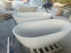 Bồn tắm đá mài terrazzo hình oval trứng - BTMT-0018