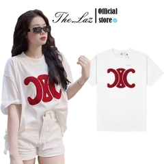 Áo Thun Celine Logo Thêu Xù Basic