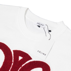 Áo Thun Celine Logo Thêu Xù Basic
