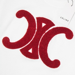 Áo Thun Celine Logo Thêu Xù Basic