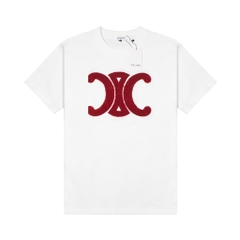 Áo Thun Celine Logo Thêu Xù Basic