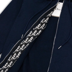 Hoodie Zip Dior Mũ Thêu Monogram