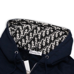 Hoodie Zip Dior Mũ Thêu Monogram