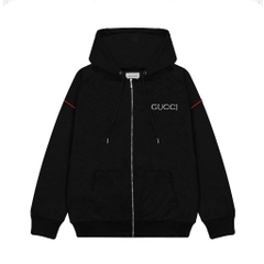 Hoodie Zip Gucci Basic Red Line Logo Thêu Chữ
