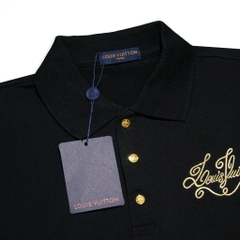 Polo LV Louis Vuitton Cúc Vàng Viền Tay V2 (Thêu Chữ)