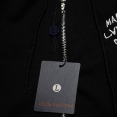 Hoodie Zip Louis Vuitton Logo LV Thêu Tay