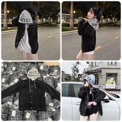 Hoodie Zip Celine Thêu Nón ( Nỉ Bông)