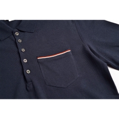 Polo Viền Túi Thome Brown 4 Bars Black