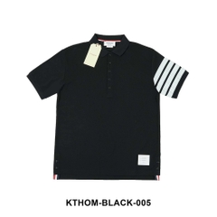 Polo Viền Túi Thome Brown 4 Bars Black