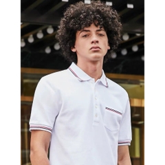 Polo Viền Túi Thome Brown 4 Bars Black
