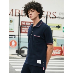 Polo Viền Túi Thome Brown 4 Bars Black