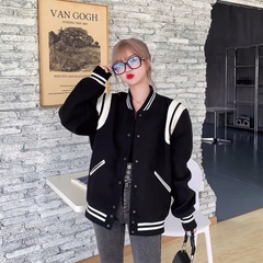 Bomber Varsity TEDDY  Saint Laurent ( Đen )