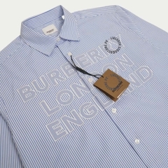 Sơ Mi Burberry Thêu Xanh Ghi tay Dài