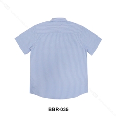 Sơ Mi Burberry Thêu Xanh Ghi Tay Ngắn