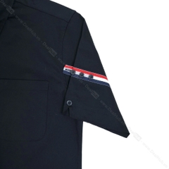 Sơ Mi thom Brown Đen tay Ngắn Viền Đỏ