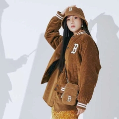 Bomber MLB Nhung Logo Thêu