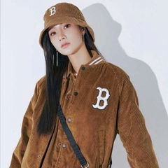 Bomber MLB Nhung Logo Thêu