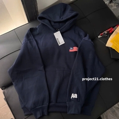 Hoodie Aastu Thêu Xù Flag Logo (Xanh)