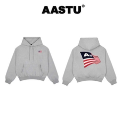 Hoodie Aastu Thêu Xù Flag Logo Xám