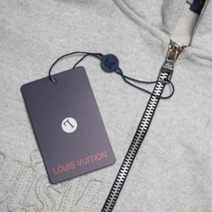 Hoodie Zip Louis Vuitton Thêu Nổi Cơ Bản Xám