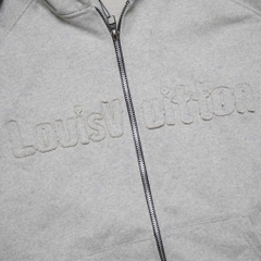 Hoodie Zip Louis Vuitton Thêu Nổi Cơ Bản Xám