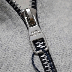 Hoodie Zip Louis Vuitton Thêu Nổi Cơ Bản Xám