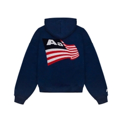 Hoodie Aastu Thêu Xù Flag Logo (Xanh)
