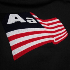 Hoodie Aastu Nỉ Chân Cua Thêu Xù Flag Logo - Đen
