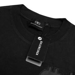 Áo Thun Balenciaga BB Logo Thêu Da - Đen