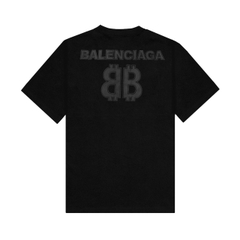 Áo Thun Balenciaga BB Logo Thêu Da - Đen
