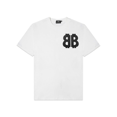 Áo Thun Balenciaga BB Logo Thêu Da - Trắng