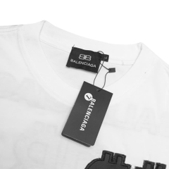 Áo Thun Balenciaga BB Logo Thêu Da - Trắng