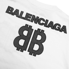 Áo Thun Balenciaga BB Logo Thêu Da - Trắng