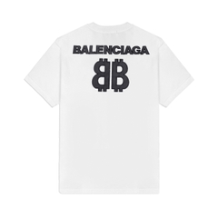 Áo Thun Balenciaga BB Logo Thêu Da - Trắng